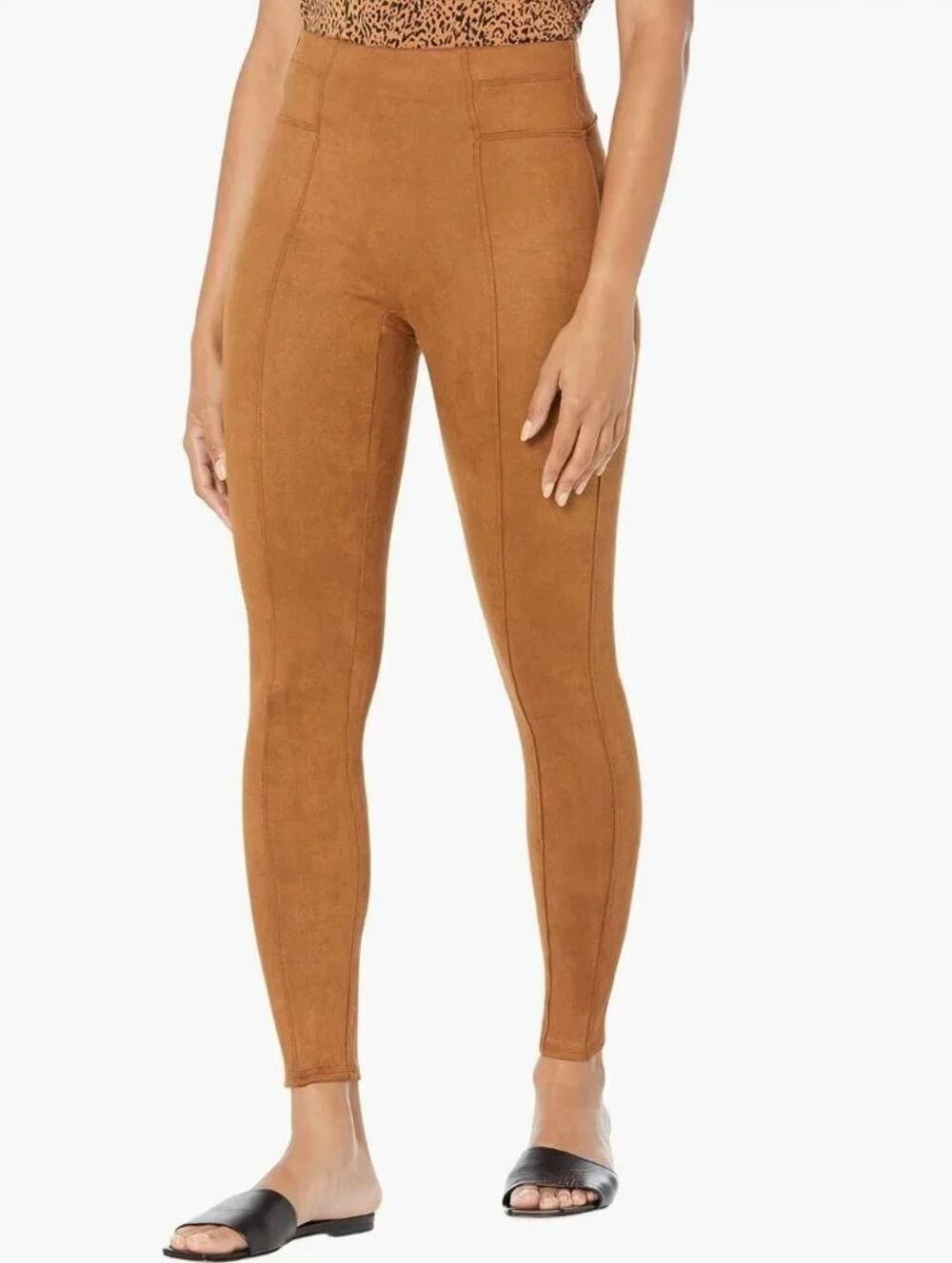 Spanx Faux Suede Leggings Large Brown